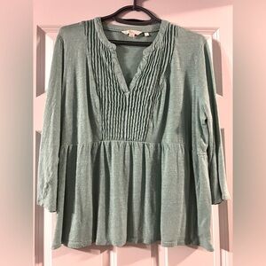 Boden Sage Green Pintuck Peasant Top